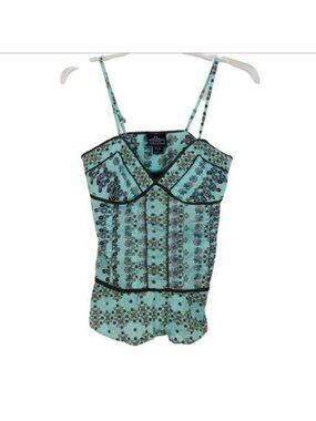 Angie Floral Corset Cami Women’s Large Cotton Bustier Strappy Boho Vtg Y2k